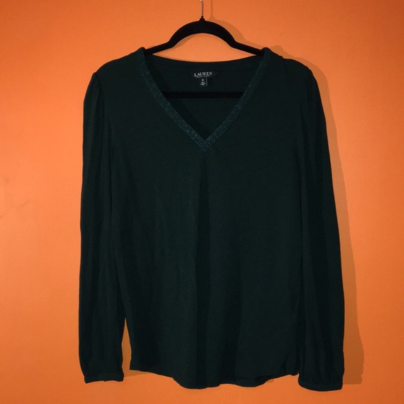 Lauren Ralph Lauren Tops - Hunter Green V-Neck Women's Top Lauren Ralph Lauren Size Medium 8/10 Woman’s